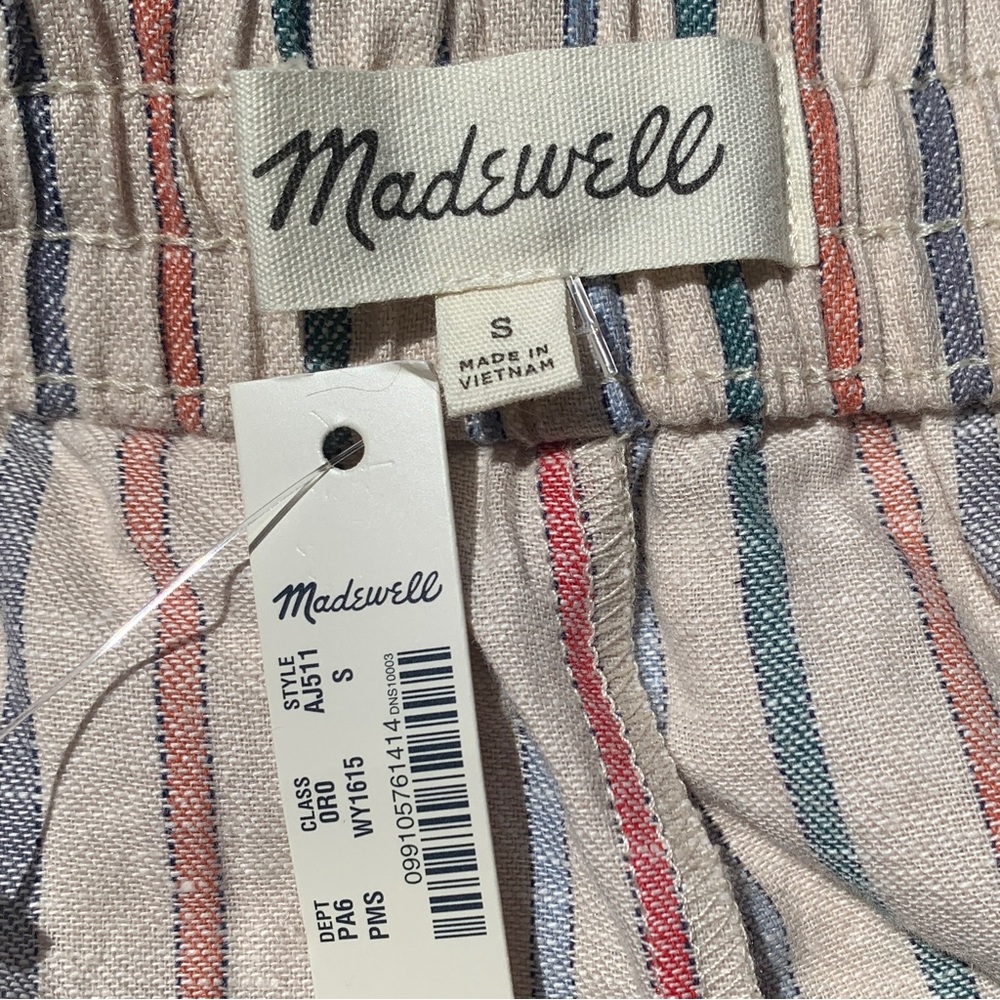 NWT Madewell Rainbow Stripe Shorts S Pull On Drawstring Cotton Linen - Picture 7 of 11